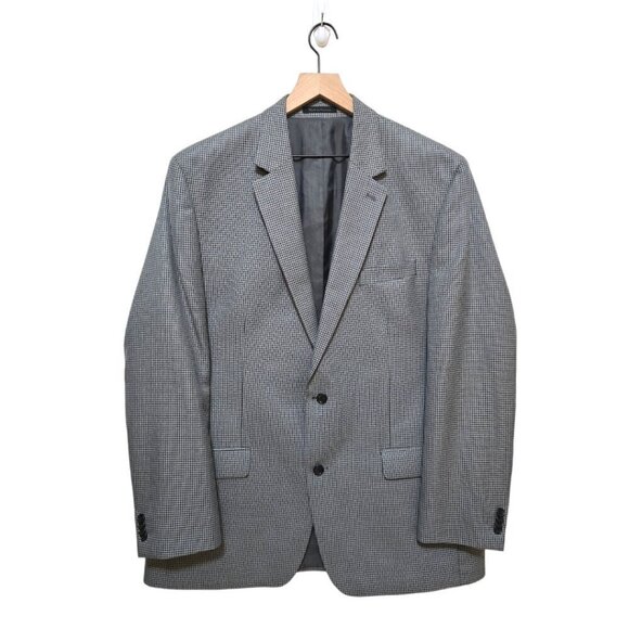 Michael Kors Black & White Rayon Blend Mini Check Single Breasted Blazer Sz 46L - Picture 1 of 8